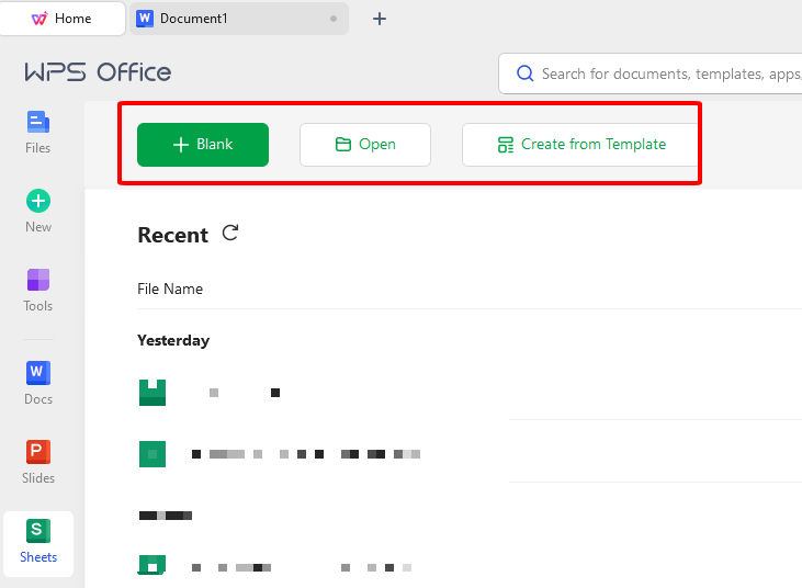 Open WPS Spreadsheet