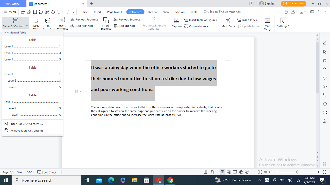 Click on the table of contents