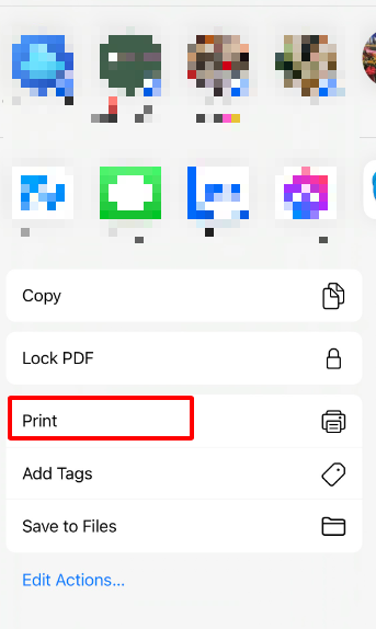 Select Print on Iphone.