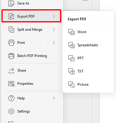 Select Export PDF File.