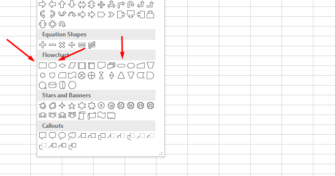”flowchart shapes in excel”