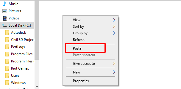 Paste PDF File to new folder.