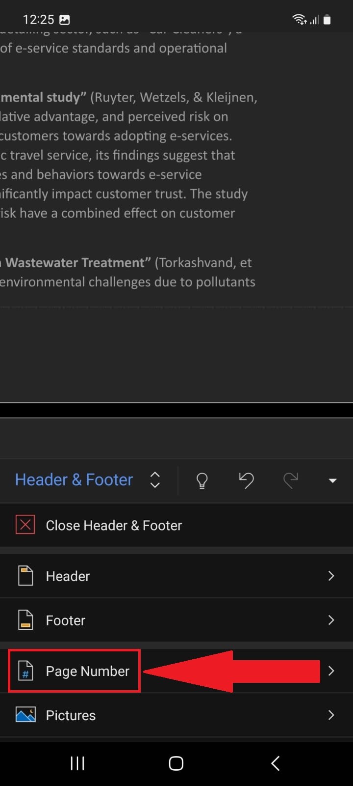 Microsoft Word Android Page Number