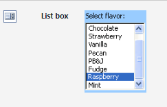 “list box button”