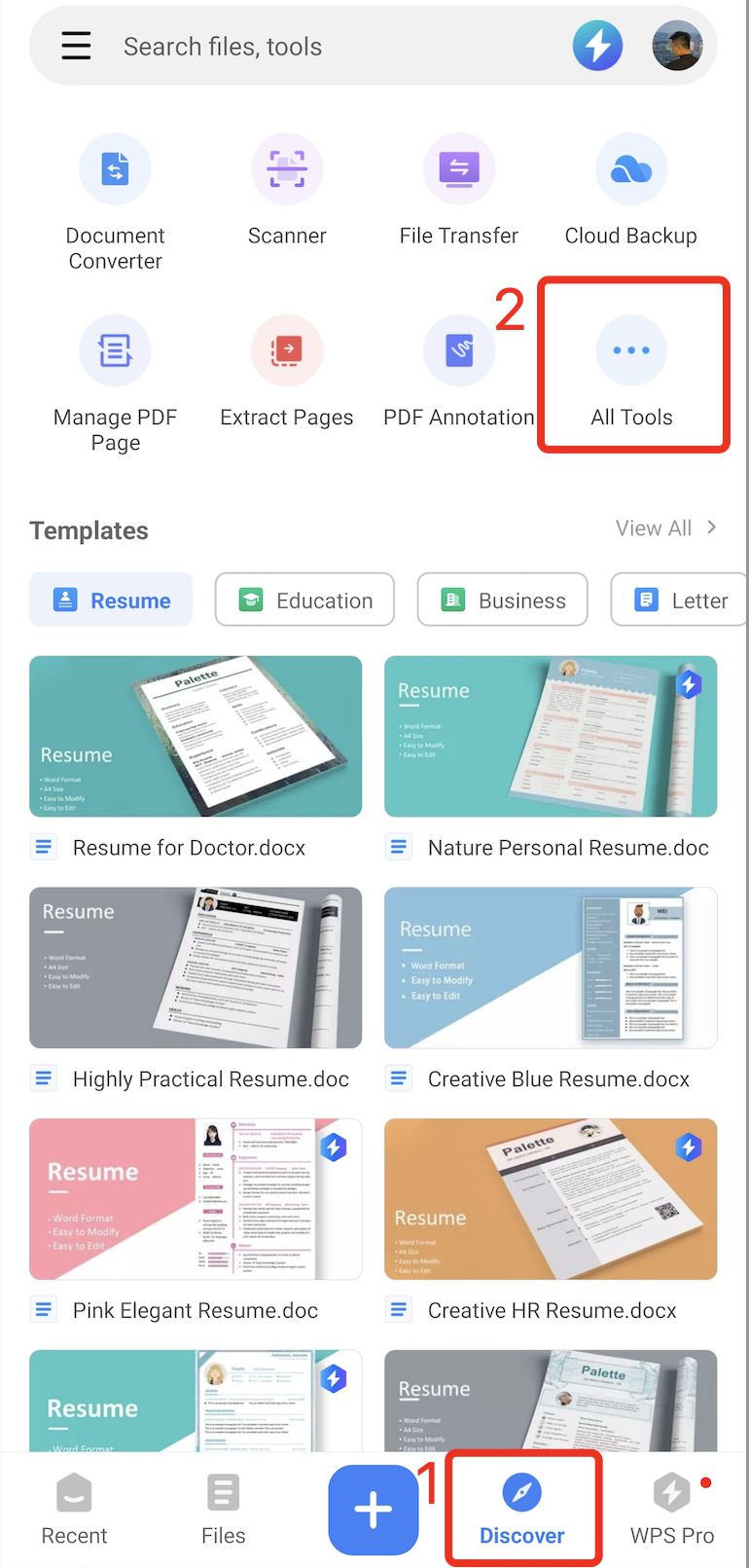 WPS Office’s tools