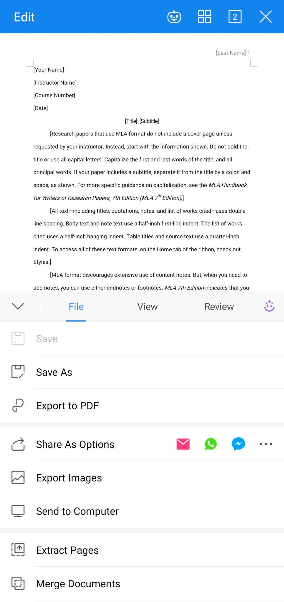“save a document in WPS Office”