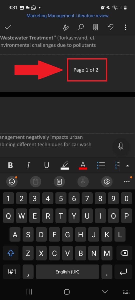 Microsoft Word Android How to Add Page Numbers