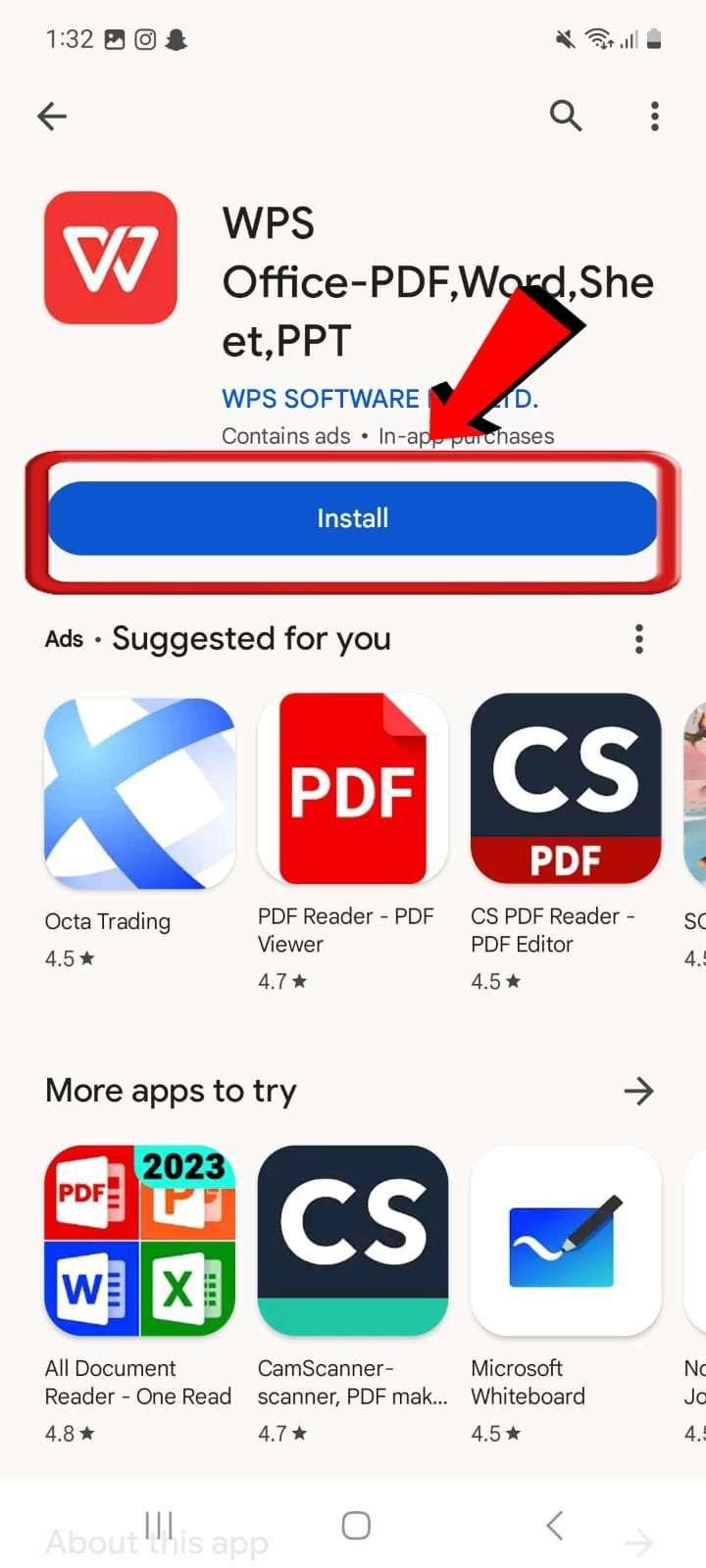 Download and Install WPS Office from Google Play store