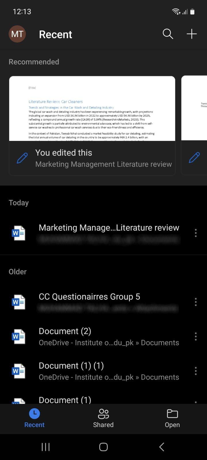 Microsoft Word Android Home