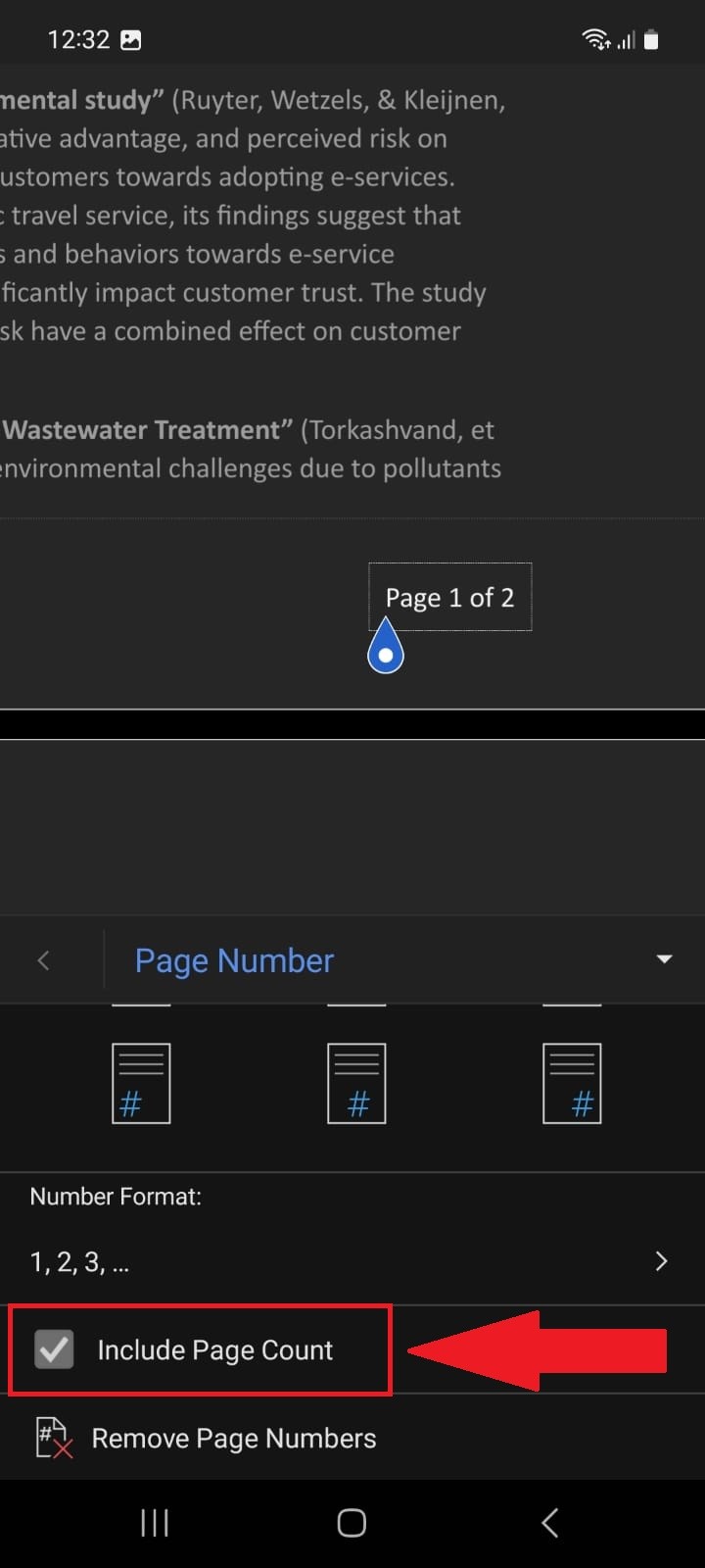 Microsoft Word Android Include Page Count