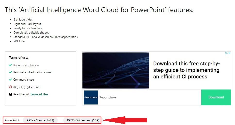 PowerPoint Word Cloud templates’ sizes