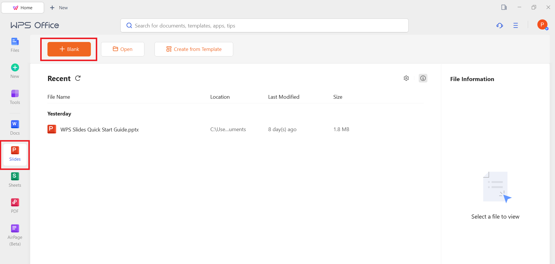 WPS Slides blank presentation