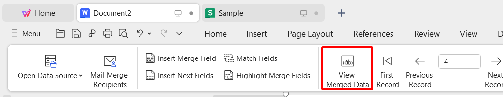 Click Viewed merged data