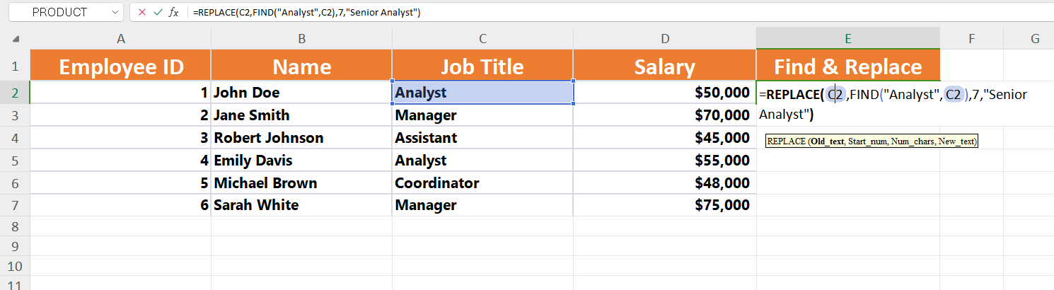 WPS Spreadsheet add text for replacement