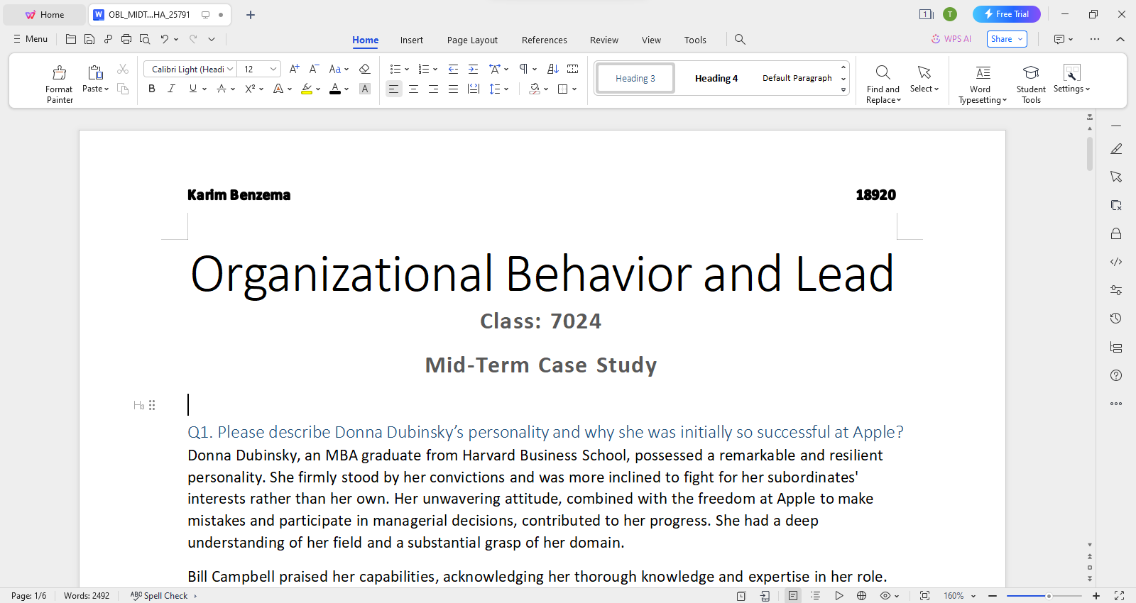 WPS Writer avoid faded header text