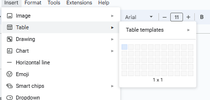 create a table