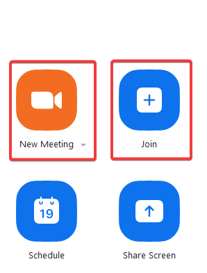 Zoom Application and new meeting or join meeting