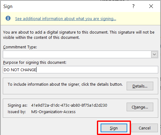 Sign your PowerPoint presentation file with your digital signature