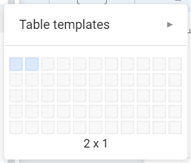 “Choose table’s size”