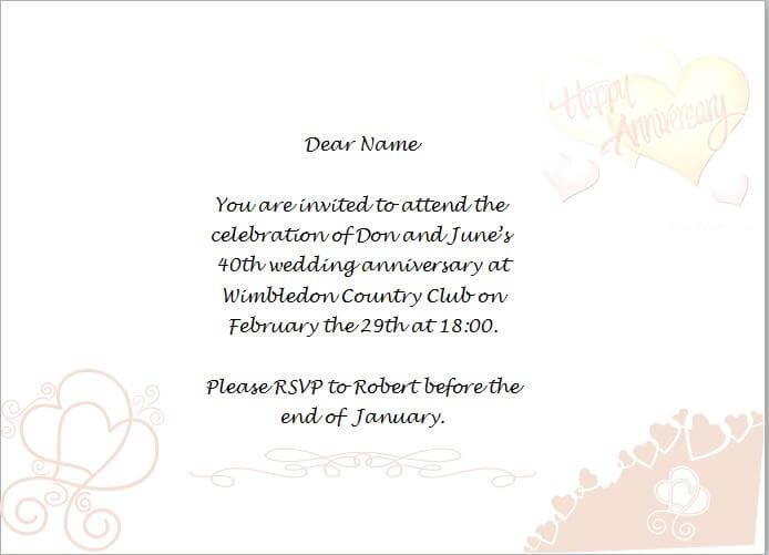 Using Merge Mail to create invitations.