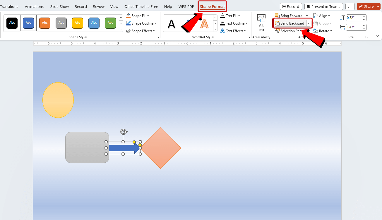 PowerPoint send shape backwards
