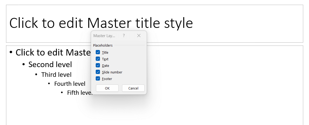 Click Master Layout on the Slide Master tab