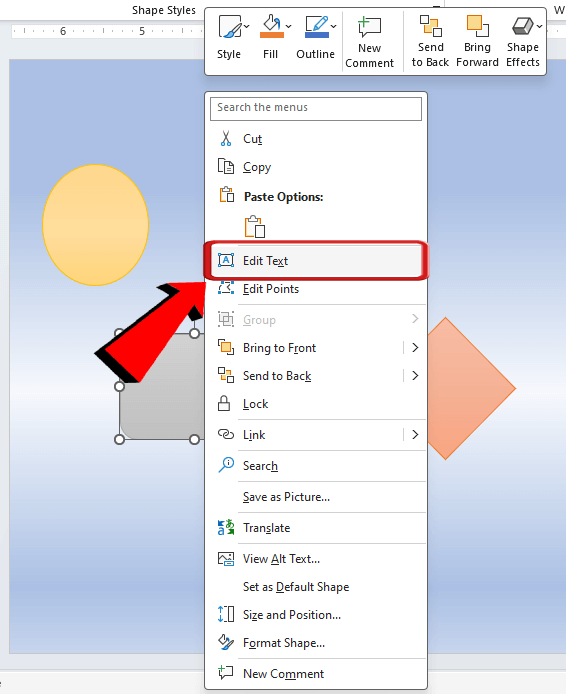 PowerPoint edit text in shapes