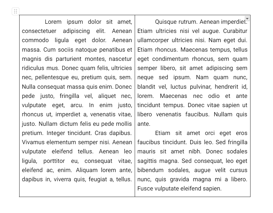 “Insert text in the columns”
