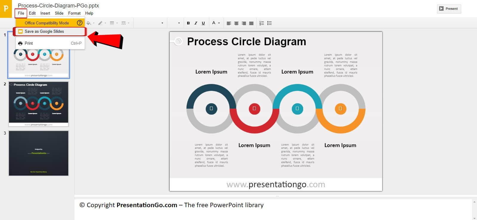 PresentationGO built-in Presentation editor