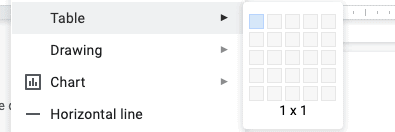  “Create a table”