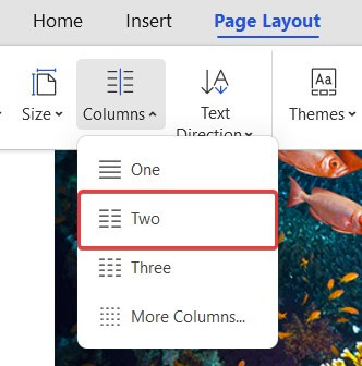 “Turn text to two columns in WPS Office”