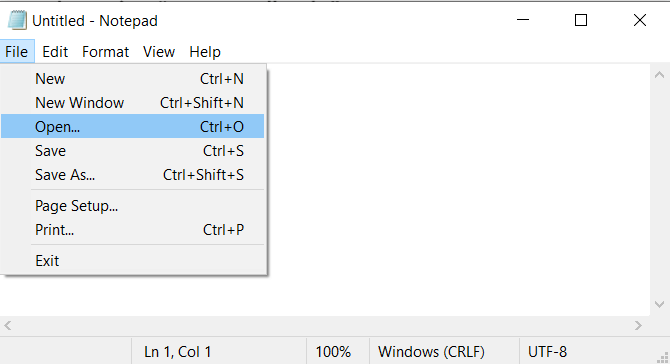 open with notepad