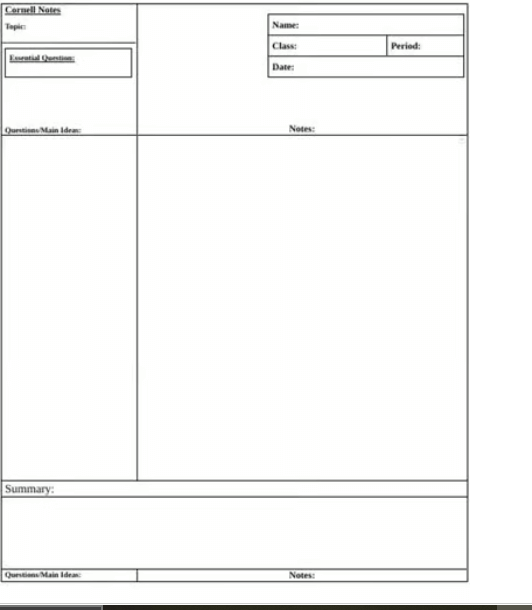 Google Doc Free Blank Cornell Notes Template