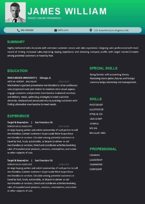 Modern Black and Green Resume