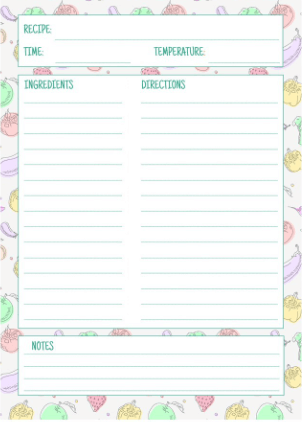 Google Docs Cute Patterned Recipe Template