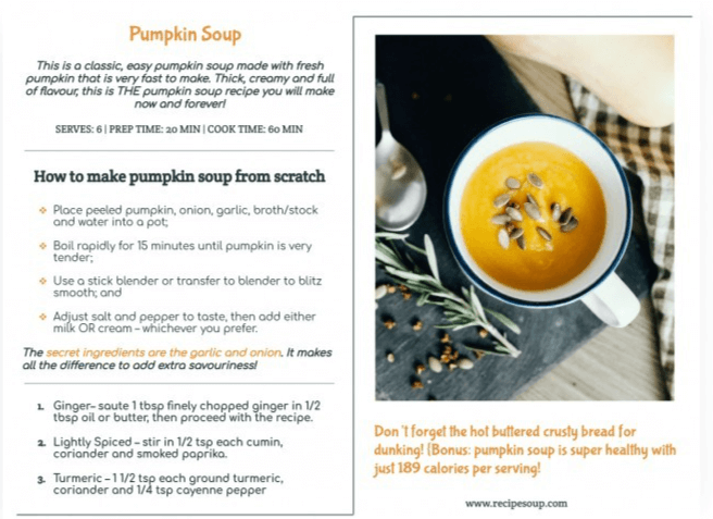 Google Docs Pumpkin Soup Recipe Template