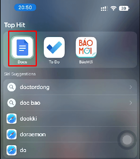 the Google Docs mobile
