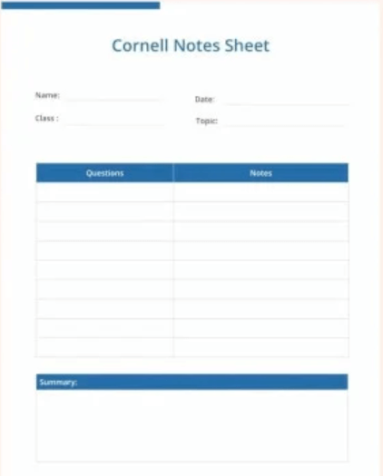 Google Doc Free Cornell Notes Sheet Template