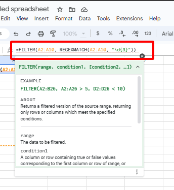 Enter the following formula