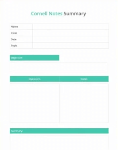 Google Doc Free Cornell Notes Summary Template