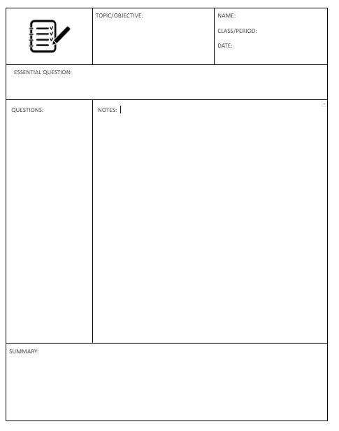 Google Doc Free Cornell Style Class Notes Template