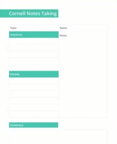 Google Doc Free Cornell Notes Taking Template