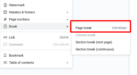 Page break