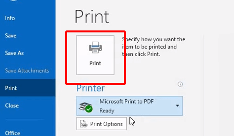 Select Print button