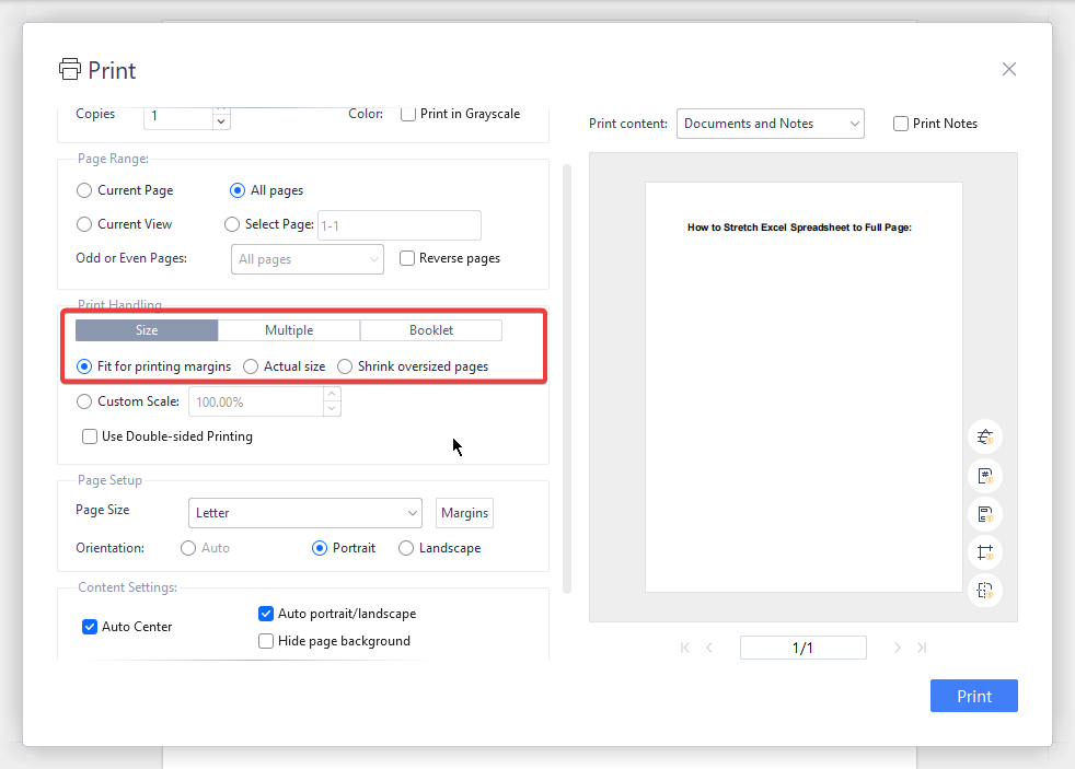 Select Fit page option on Pdf viewer
