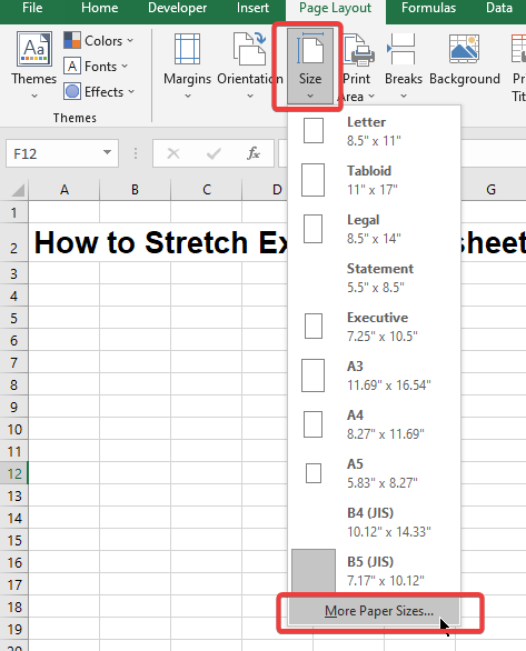 How to Stretch Excel Spreadsheet to Full Page  