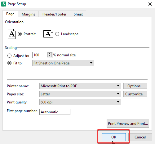  Click OK to confirm the scaling