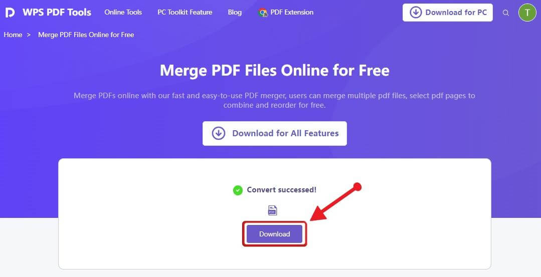  WPS PDF download merged PDF