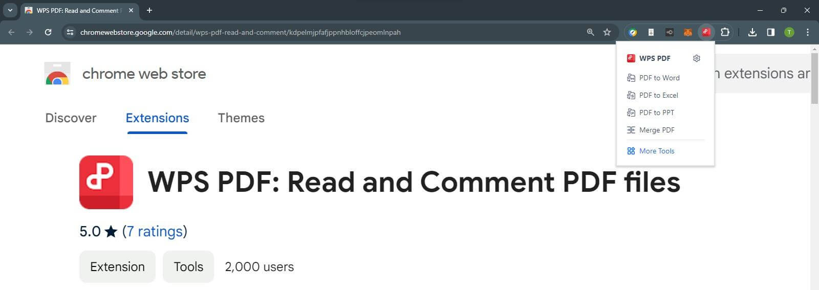 WPS PDF extension for Chrome