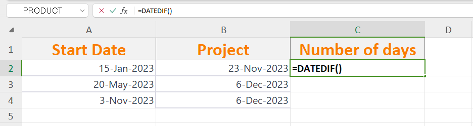 WPS Office DATEDIF function  